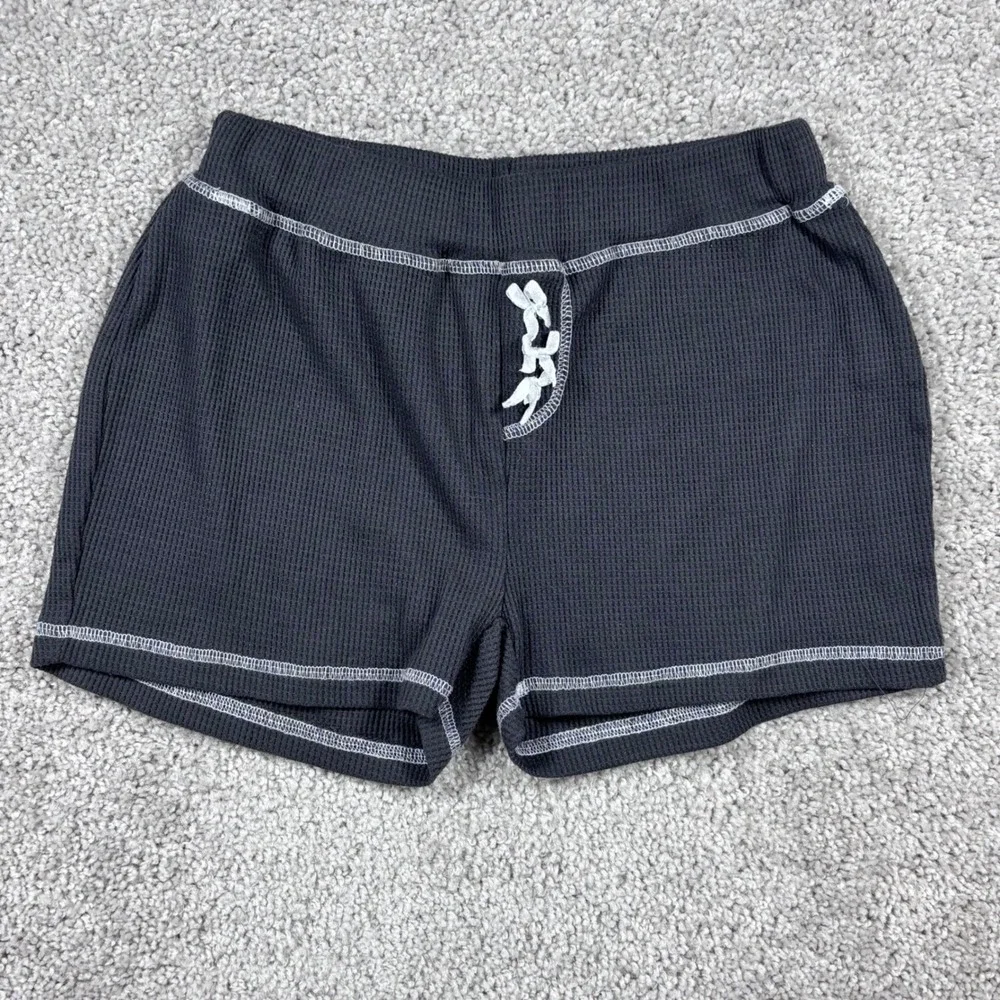 Justify Sleepwear Womens Small Charcoal Gray Waffle Knit Pajama Shorts  (READ)‎
